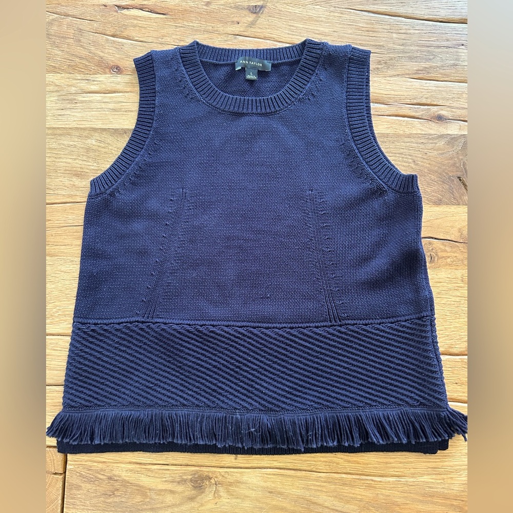 Ann Taylor knit tank top with fringe